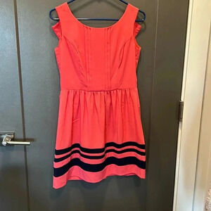 SWEET STORM RETRO PINK WITH NAVY STRIPES ABOVE KNEE PREPPY LIGHT ACADEMIA CLASSY